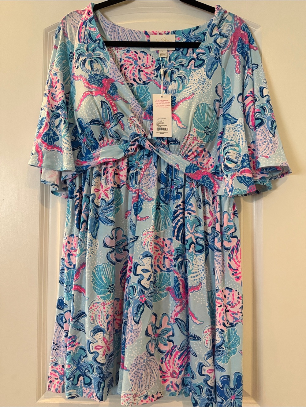 Lilly Pulitzer Light Blue Sea Life Romper with Pink & Navy Prints